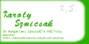 karoly szmicsak business card